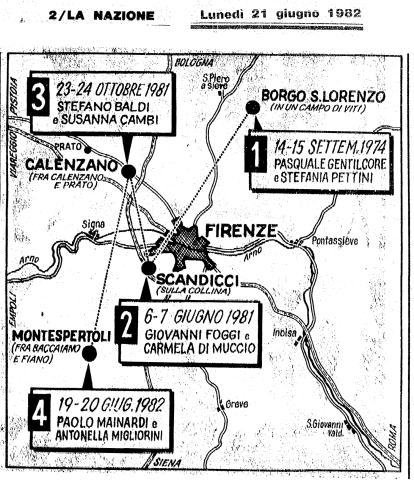 Mostro di Firenze mappa 1982